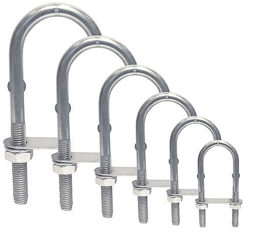 Edelstahl U-Bolzen V2A Gegenplatte Mutter Rohrbügel Augbolzen M4 M5 M6 M8 M10 M12 (M4 x 64 mm) von Inetbot