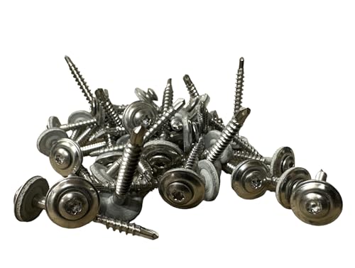 Edelstahl V2A Spenglerschraube mit Bohrspitze und EPDM Dichtscheibe (10, 25, 100, 200 Stück) (25, 4,5 x 25 mm) von Inetbot