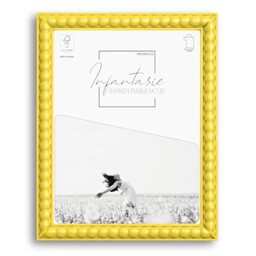 Infantasie 'BUBBLES' Design Bilderrahmen DIN A2 (42x59,4) im BUBBLES Bälle Style | Gelb | Handgefertigter MDF Bilder- und Fotorahmen mit Acrylglas | Rahmen für z.B. Fotos, Poster od. Puzzle von Infantasie