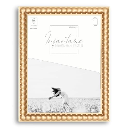 Infantasie 'BUBBLES' Design Bilderrahmen DIN A3 (29,7x42) im BUBBLES Bälle Style | Gold | Handgefertigter MDF Bilder- und Fotorahmen mit Acrylglas | Rahmen für z.B. Fotos, Poster od. Puzzle von Infantasie
