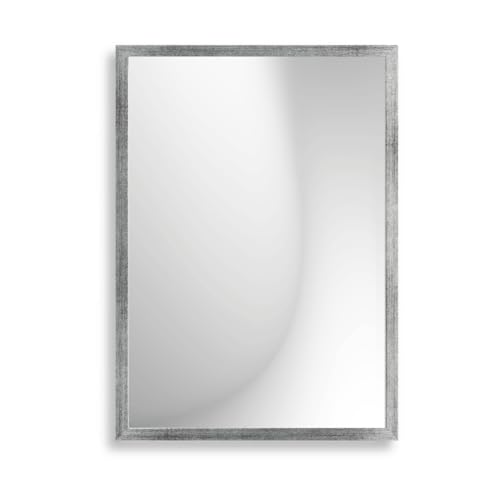 Infantasie 'Claudia' Wandspiegel 30x45 cm Spiegel mit Rahmen | Silber Gebürstet | Moderner Spiegel mit Holzrahmen | Inkl. Wandmontagematerial - Montage vertikal oder horizontal von Infantasie