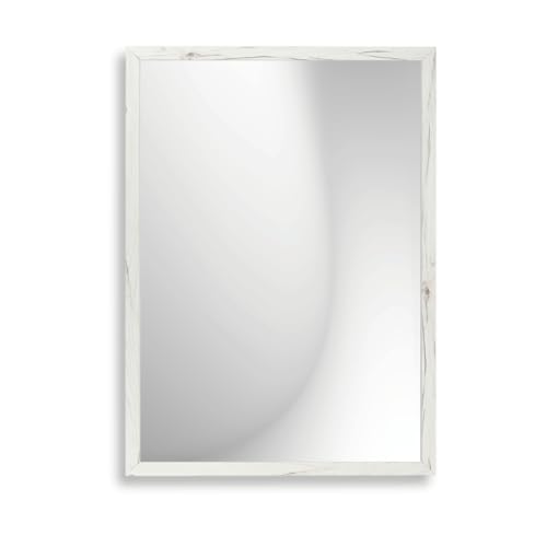 Infantasie 'Claudia' Wandspiegel 80x90 cm Spiegel mit Rahmen | Eiche Sanremo Weiss | Moderner Spiegel mit Holzrahmen | Inkl. Wandmontagematerial - Montage vertikal oder horizontal von Infantasie