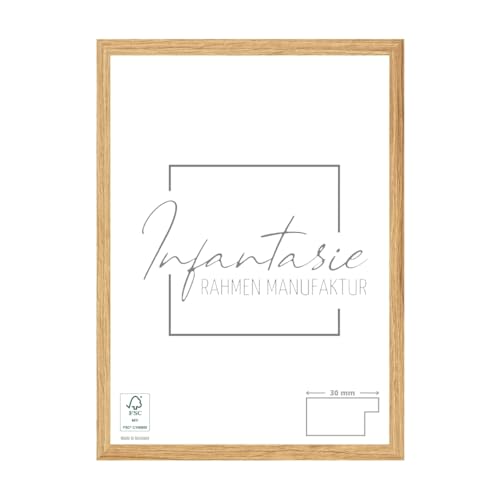 Infantasie 'N°2' Bilderrahmen 21x27 handgefertigt nach Maß | Eiche Catania | MDF Holz-Design Collage Rahmen inkl. Kunstglas und Metall Aufhänger (Querformat & Hochformat) von Infantasie