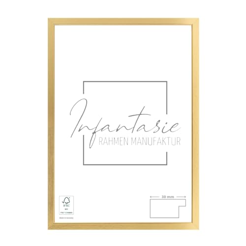 Infantasie 'N°2' Bilderrahmen 25x30 handgefertigt nach Maß | Gold | MDF Holz-Design Collage Rahmen inkl. Kunstglas und Metall Aufhänger (Querformat & Hochformat) von Infantasie