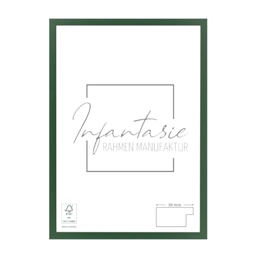 Infantasie 'N°2' Bilderrahmen 25x32 handgefertigt nach Maß | Dunkelgrün | MDF Holz-Design Collage Rahmen inkl. Kunstglas und Metall Aufhänger (Querformat & Hochformat) von Infantasie