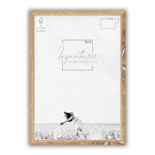 Infantasie 'N°2' Bilderrahmen 30x42 handgefertigt nach Maß | Eiche Vintage Silber | MDF Holz-Design Collage Rahmen inkl. Kunstglas und Metall Aufhänger (Querformat & Hochformat) von Infantasie
