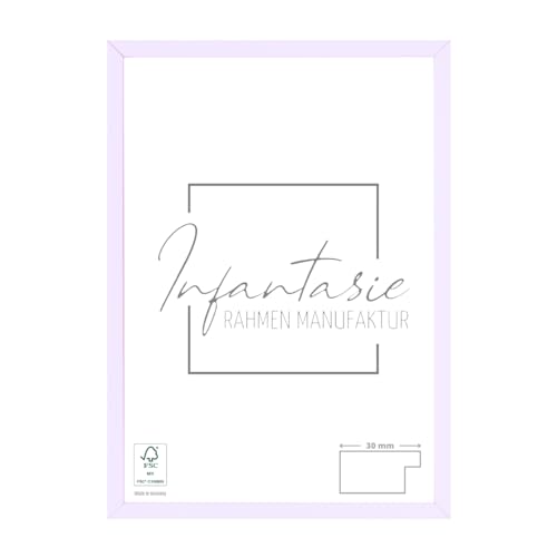 Infantasie 'N°2' Bilderrahmen 45x80 handgefertigt nach Maß | Flieder Pastell | MDF Holz-Design Collage Rahmen inkl. Kunstglas und Metall Aufhänger (Querformat & Hochformat) von Infantasie
