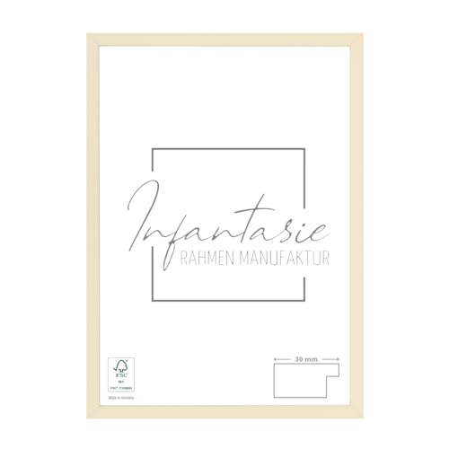 Infantasie 'N°2' Bilderrahmen 48x136 handgefertigt nach Maß | Beige | MDF Holz-Design Collage Rahmen inkl. Kunstglas und Metall Aufhänger (Querformat & Hochformat) von Infantasie