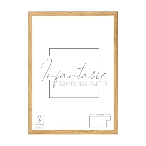 Infantasie 'N°2' Bilderrahmen 70x70 handgefertigt nach Maß | Eiche Catania | MDF Holz-Design Collage Rahmen inkl. Kunstglas und Metall Aufhänger (Querformat & Hochformat) von Infantasie