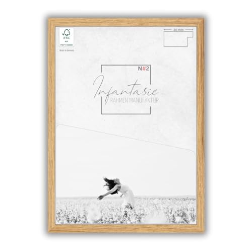Infantasie 'N°2' Bilderrahmen 80x100 handgefertigt nach Maß | Eiche Catania | MDF Holz-Design Collage Rahmen inkl. Kunstglas und Metall Aufhänger (Querformat & Hochformat) von Infantasie