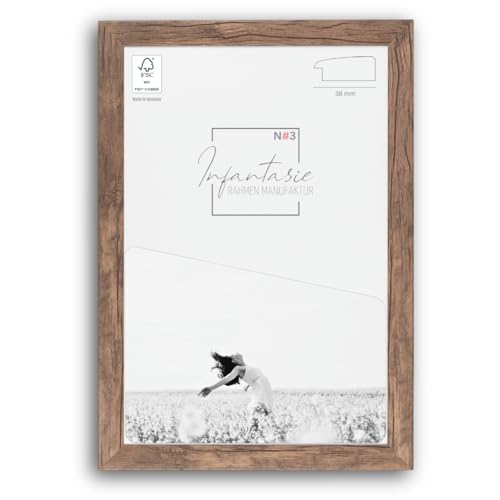 Infantasie 'N°3' Bilderrahmen 17x22 handgefertigt nach Maß | Eiche Dunkelbraun | MDF-Holz Design Collage Holzbilderrahmen inkl. Acrylglas und Metall Aufhänger (Querformat & Hochformat) von Infantasie