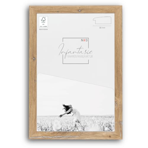 Infantasie 'N°3' Bilderrahmen 30x41 handgefertigt nach Maß | Eiche Vintage Silber | MDF-Holz Design Collage Holzbilderrahmen inkl. Acrylglas und Metall Aufhänger (Querformat & Hochformat) von Infantasie