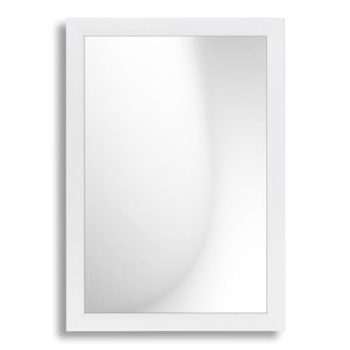 Infantasie 'N°3' Wandspiegel 40x50 cm Spiegel mit Rahmen | Weiss Matt | Moderner Spiegel mit 38 mm breitem Holzrahmen | Inkl. Metall Aufhänger und Wandmontagematerial von Infantasie