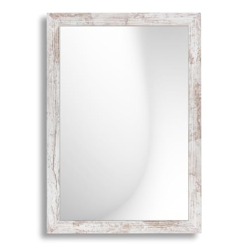 Infantasie 'N°3' Wandspiegel 70x90 cm Spiegel mit Rahmen | Vintage Weiss | Moderner Spiegel mit 38 mm breitem Holzrahmen | Inkl. Metall Aufhänger und Wandmontagematerial von Infantasie