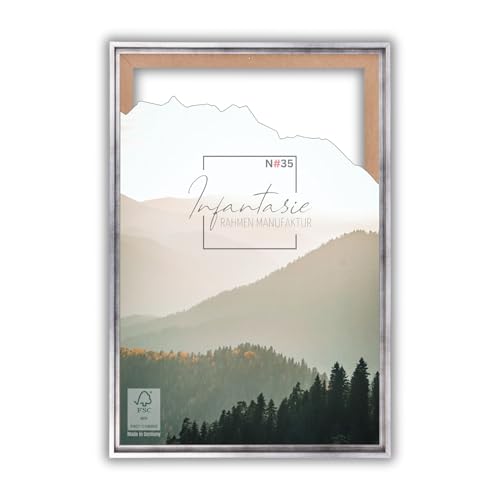 Infantasie 'N°35' Schattenfugenrahmen für 13x18 cm Keilrahmen | Silber | MDF-Holz Bilderrahmen für Keilrahmen Leinwände inkl. Aufhänger und Montagematerial Infantasie 'N°35' Schattenfugenrahmen für 13x18 cm Keilrahmen | Silber | MDF-Holz Bilderrahmen für Keilrahmen Leinwände inkl. Aufhänger und Montagematerial von Infantasie