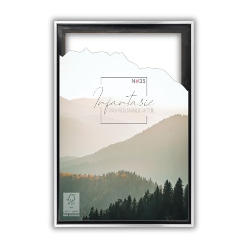 Infantasie 'N°35' Schattenfugenrahmen für 20x30 cm Keilrahmen | Schwarz Silber | MDF-Holz Bilderrahmen für Keilrahmen Leinwände inkl. Aufhänger und Montagematerial Infantasie 'N°35' Schattenfugenrahmen für 20x30 cm Keilrahmen | Schwarz Silber | MDF-Holz Bilderrahmen für Keilrahmen Leinwände inkl. Aufhänger und Montagematerial von Infantasie