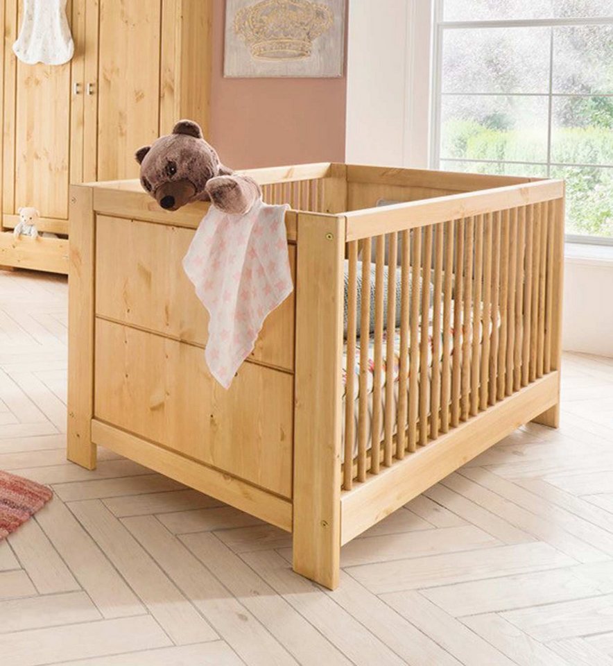 Infantil Massivholzbett Babybett VITA 140 x 70 cm Kinderbett mit Sprossen Kiefer massiv von Infantil