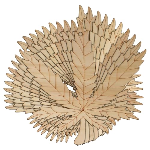10 x Cannabisblätter aus Holz, präzise Bastelform, 3 mm Schichten, Pflanzen, Blumen, Blätter (10 x 10,2 cm, Loch oben mittig) von Infinite Crafts Design Resources