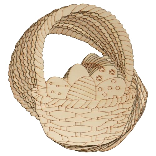 10 x Osterkörbchen aus Holz mit Eiern, Bastelform, 3 mm, Jagdhase (12 x 8,9 cm, ohne Loch) von Infinite Crafts Design Resources