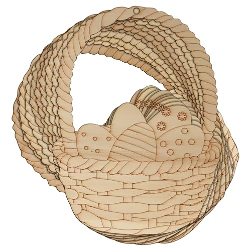 Osterkörbe aus Holz mit Eiern, Bastelform, 3 mm, Jagdhase (15 x 11,1 cm, Loch oben mittig), 10 Stück von Infinite Crafts Design Resources