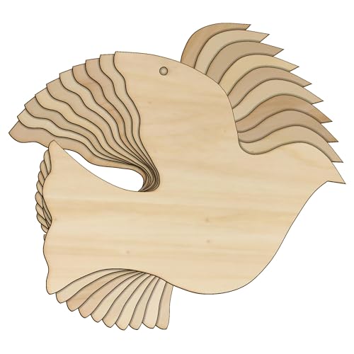 Taube aus Holz, 3 mm, Sperrholz, Symbol für Frieden und Liebe, Vogel, 18 x 22,5 cm, Loch oben mittig, 10 Stück von Infinite Crafts Design Resources