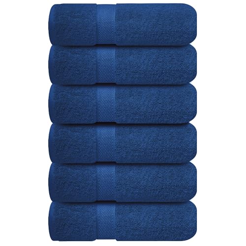 Infinitee Xclusives Handtücher, 40,6 x 71,1 cm, 6 Stück, hochwertige Hotel- und Spa-Handtücher, sehr saugfähige und superweiche, große Badezimmer-Handtücher (Ruhiges Marineblau) von Infinitee Xclusives