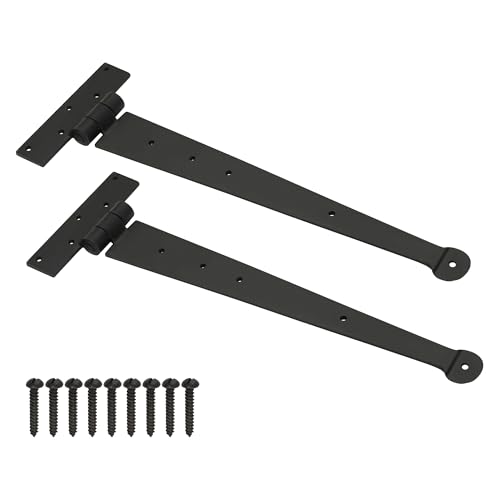 Handgeschmiedetes T-Scharnier, T-Scharnier, Bienenwachs, schwarzes Schmiedeeisen, Penny-Ende, verkauft in Paaren, 38,1 cm, Schwarz von Infinity Decor