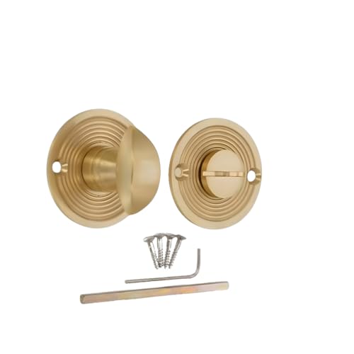 Infinity Decor Daumenknauf und Entriegelungs-Set aus satiniertem Messing mit Notentriegelung – Sichtschutz aus massivem Messing für interne Badezimmer-WC-Türen von Infinity Decor