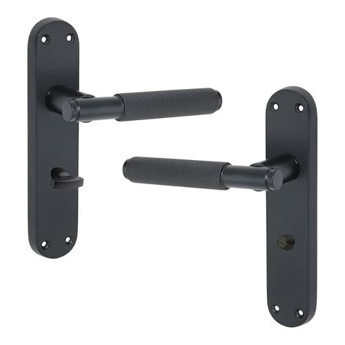 Infinity Decor Gerändelter Innenhebelriegel für Privatsphäre, Türgriff auf Rückplatte, 185 mm, Mattschwarz, ideal für Innen- und Außentüren Infinity Decor Gerändelter Innenhebelriegel für Privatsphäre, Türgriff auf Rückplatte, 185 mm, Mattschwarz, ideal für Innen- und Außentüren von Infinity Decor