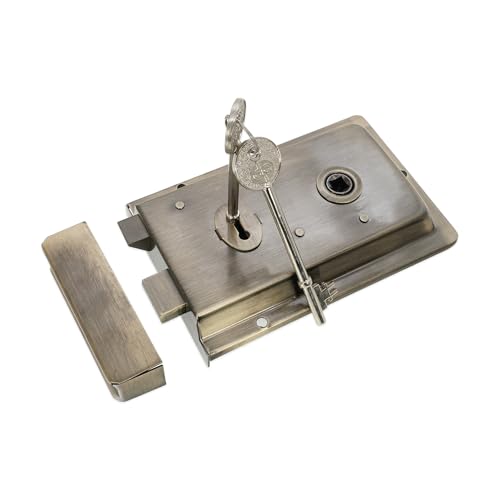 Infinity Decor Riegelschloss aus Eisen im traditionellen Stil in antikem Finish – Schlüsselverriegelung, ideal für Innen- oder Außentüren von Infinity Decor