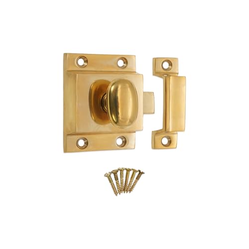 Infinity Decor Schrankschnäpper aus poliertem Messing mit angenähtem Daumenknaufschloss – geeignet für Kleiderschrank, Kommode, Möbeltüren von Infinity Decor