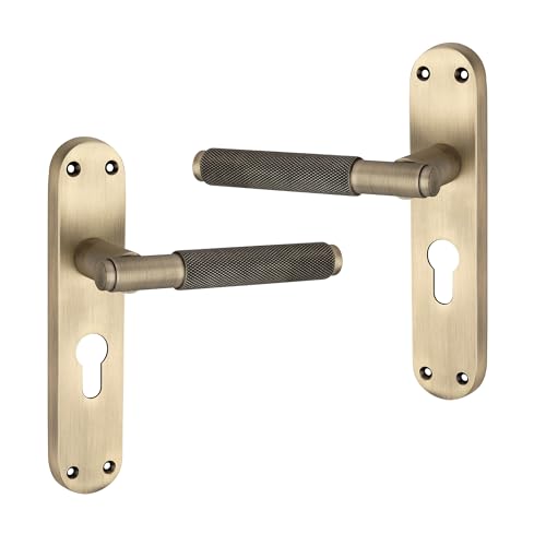 Infinity Decor Türgriff, matt, antiker gerändelter Hebel auf Europrofil-Rückplatte, Türgriff, 185 x 40 mm, geeignet für Innen- und Außentüren von Infinity Decor