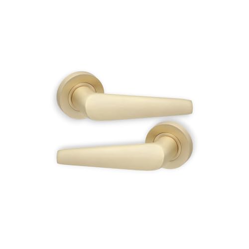 Infinity Decor Türgriff-Set aus satiniertem Messing auf runder Rosette – für den Innen- und Außenbereich Infinity Decor Türgriff-Set aus satiniertem Messing auf runder Rosette – für den Innen- und Außenbereich von Infinity Decor
