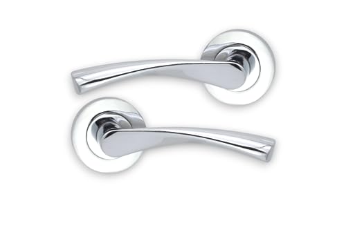 Infinity Decor Türgriff-Set mit Rosette, poliertes Chrom, moderner Stil, ideal für Innen- und Außentüren von Infinity Decor