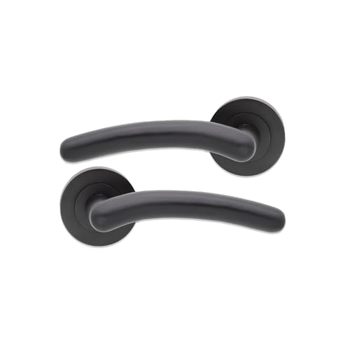 Infinity Decor Türgriff-Set mit gebogenem Hebel auf Rosette, mattschwarz, ideal für Innen- und Außentüren, 1 Paar Infinity Decor Türgriff-Set mit gebogenem Hebel auf Rosette, mattschwarz, ideal für Innen- und Außentüren, 1 Paar von Infinity Decor