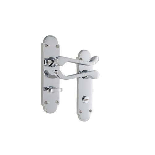 Infinity Decor Türgriff aus poliertem Chrom, gebogen, auf halbrunder Rückplatte, Badezimmerriegel, Griff für Innen- und Außenbereich von Infinity Decor