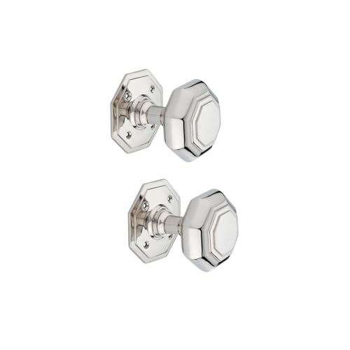Infinity Decor Türknauf-Set aus massivem Messing, achteckig, poliertes Nickel, robuste Türgriffe für den Außen- und Innenbereich. von Infinity Decor