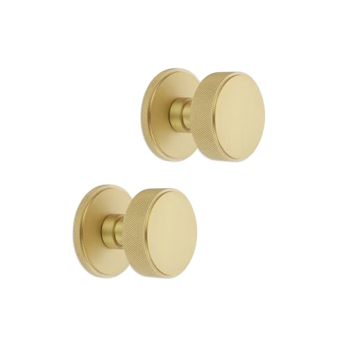 Infinity Decor Türknauf-Set aus satiniertem Messing, gerändelt, rund, 55 mm, massive Messinggriffe für Innen- und Außentüren Infinity Decor Türknauf-Set aus satiniertem Messing, gerändelt, rund, 55 mm, massive Messinggriffe für Innen- und Außentüren von Infinity Decor