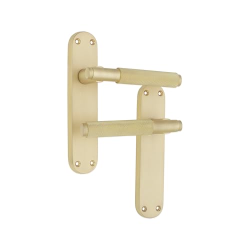 Infinity Decor Viktorianisches Türgriff-Set aus satiniertem Messing, gerändelt auf Rückplatte, Zuggriffe, ideal für Innen- und Außentüren von Infinity Decor