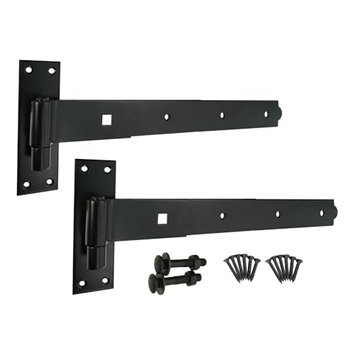 Robustes Epoxid-schwarzes 470 mm gerades Haken- und Bandscharnier-Set, ideal für Holztüren, Garagentore, Gartentore und Einfahrtstore Robustes Epoxid-schwarzes 470 mm gerades Haken- und Bandscharnier-Set, ideal für Holztüren, Garagentore, Gartentore und Einfahrtstore von Infinity Decor