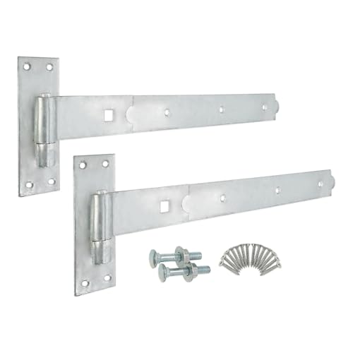 Verzinktes Zink-Paar, 470 mm, gerader Haken und Band-Scharniere, strapazierfähig, ideal für Garagentore und Gartentore aus Holz von Infinity Decor