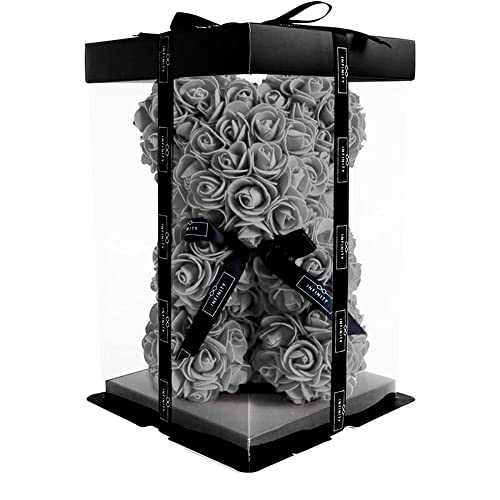 Infinity® - Rosenbär in Geschenkbox, als Geburtstagsgeschenk, zum Valentinstag, für die Freundin oder zum Muttertag mit 300 handgeklebten Rosen - Edler Rosen Teddy in 25cm oder 40cm von Infinity Flowerbox