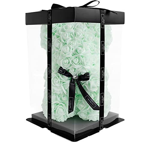 Infinity® - Rosenbär in Geschenkbox, als Geburtstagsgeschenk, zum Valentinstag, für die Freundin oder zum Muttertag mit 300 handgeklebten Rosen - Edler Rosen Teddy in 25cm oder 40cm von Infinity Flowerbox