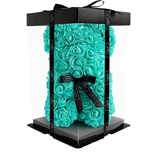 Infinity® Rosen Bär mit Geschenkbox & über 300 handbeklebten ewigen Rosen mit Duft - Geschenk für Frauen, zum Geburtstag oder Jahrestag (Rosen Teddybär Tiffany in 25cm) von Infinity Flowerbox