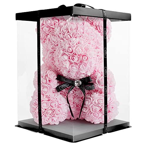 Infinity® - Edler Rosen Bär mit über 600 handgeklebten Schaumstoffrosen, verziert mit Einer Infinity Satinschleife und Geschenkbox (ca. 40cm) von Infinity Flowerbox