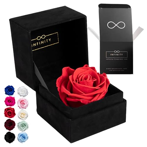 Infinity Flowerbox - 1 Echte Ewige Rose in aufklappbarer Rosenbox (3 Jahre haltbare konservierte Rose). Direkt in Geschenkbox als edles Geschenk für Frauen von Infinity Flowerbox