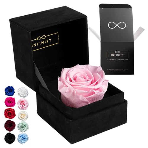 Infinity Flowerbox - 1 Echte Ewige Rose in aufklappbarer Rosenbox (3 Jahre haltbare konservierte Rose). Direkt in Geschenkbox als edles Geschenk für Frauen von Infinity Flowerbox