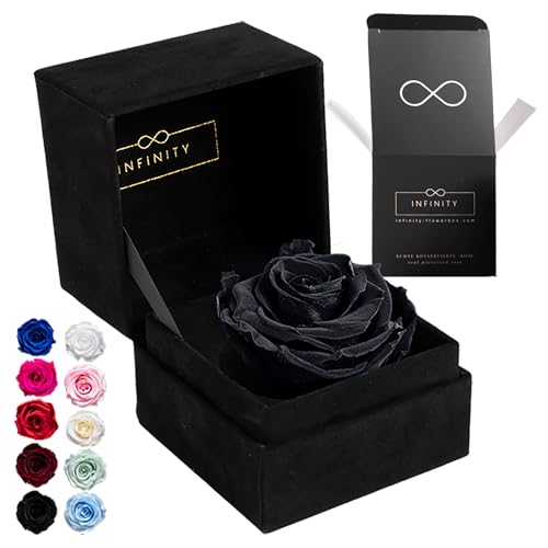 Infinity Flowerbox - 1 Echte Ewige Rose in aufklappbarer Rosenbox (3 Jahre haltbare konservierte Rose). Direkt in Geschenkbox als edles Geschenk für Frauen von Infinity Flowerbox