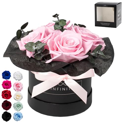 Infinity Flowerbox - Eucalyptus Bouquet Rosa - Konservierte Rose in Geschenkbox, blüht 3 Jahre ohne Wasser von Infinity Flowerbox