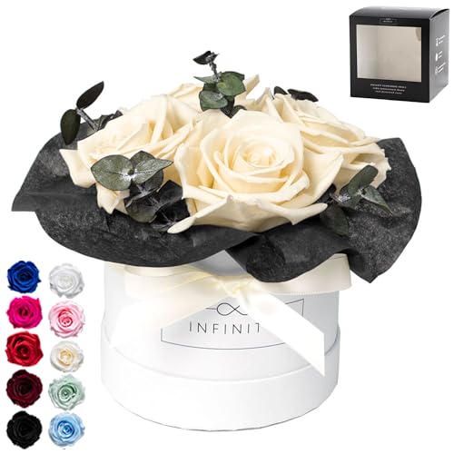 Infinity Flowerbox - Eucalyptus Bouquet in Beige - Konservierte Rose in Geschenkbox, blüht 3 Jahre ohne Wasser von Infinity Flowerbox